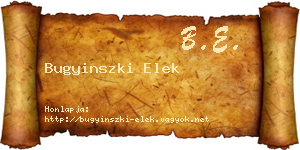 Bugyinszki Elek névjegykártya