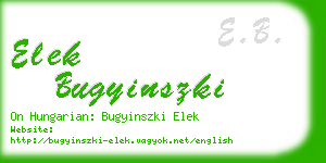 elek bugyinszki business card